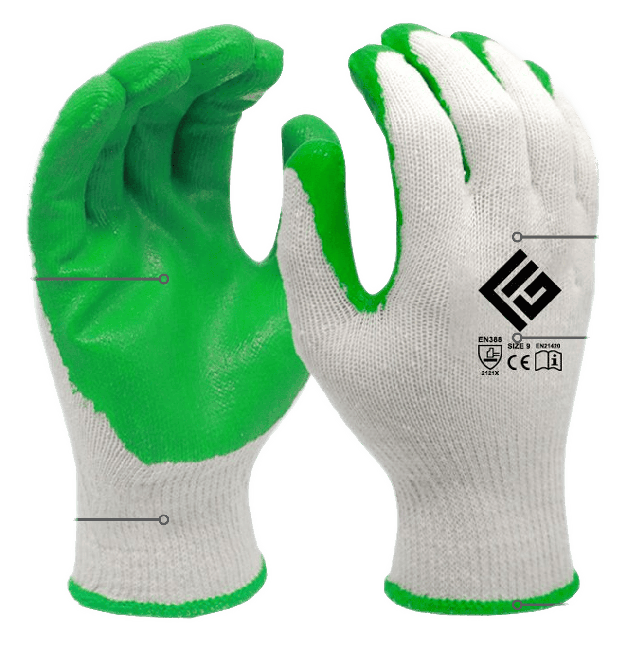 10-500 Waterproof Cotton Smooth Latex Gloves