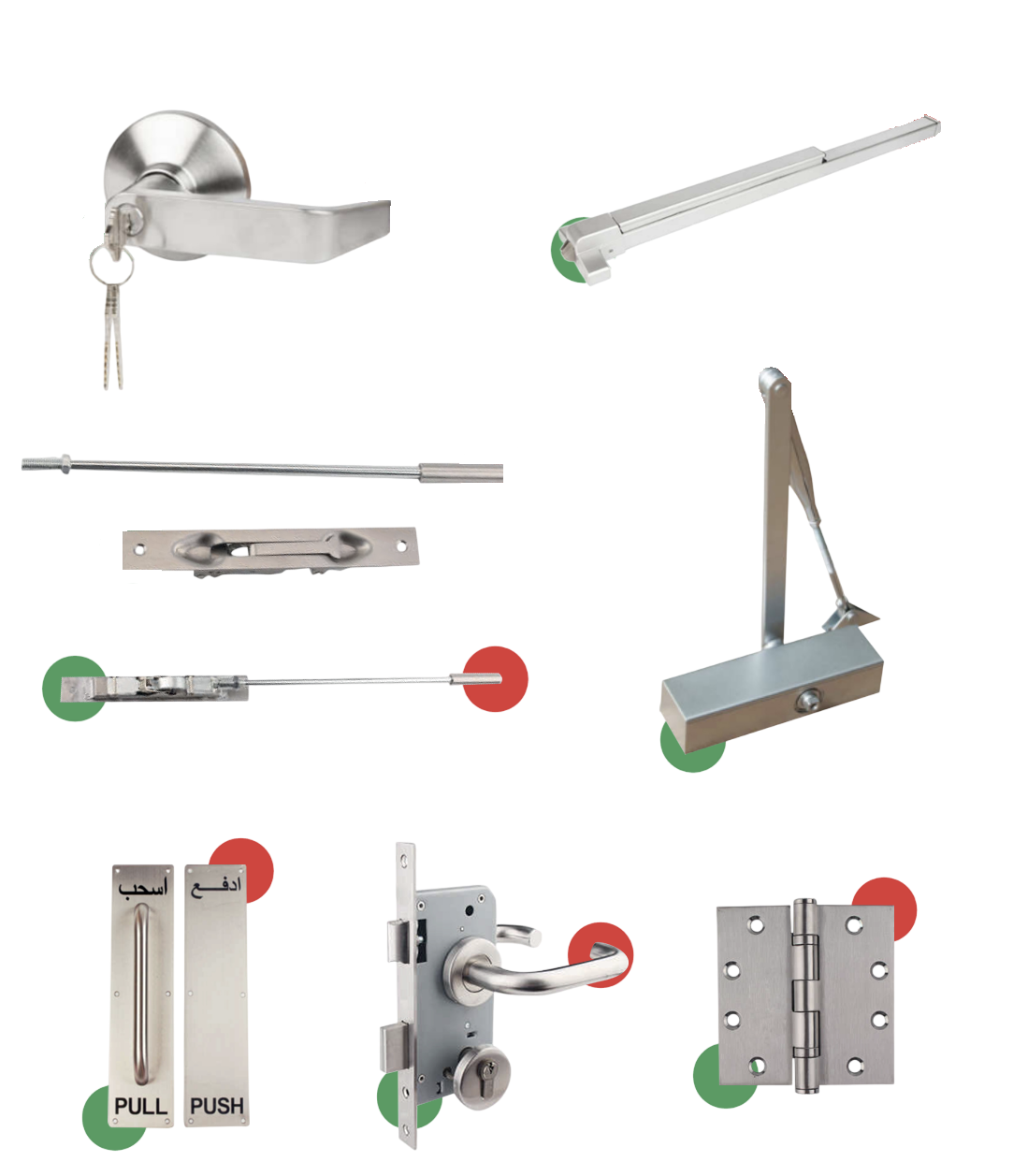 Fire rated door hardware and accessories
